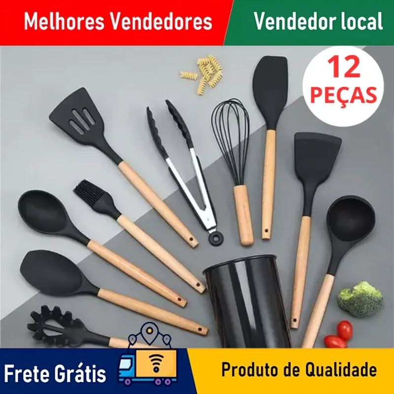 KIT de Utensílios de Cozinha 12 peças Silicone Chian