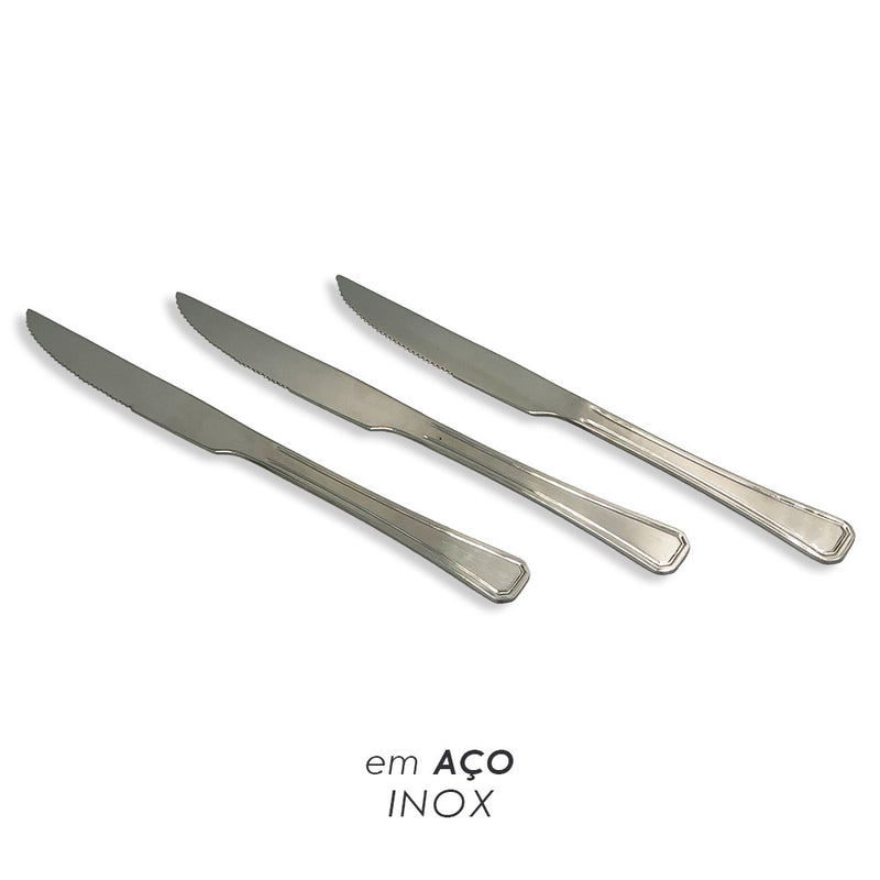 Kit de Facas de Churrasco em Aço Inox 12 Peças